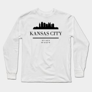 KANSAS CITY MISSOURI BLACK SILHOUETTE SKYLINE ART Long Sleeve T-Shirt